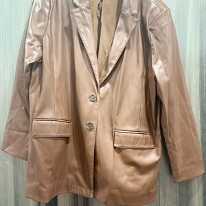 Open Edit Women's Brown Faux Leather Jacket